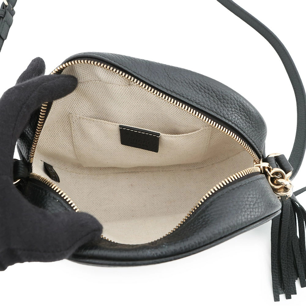 Gucci Soho Interlocking GG Leather Shoulder Bag Tassel Black - Picture 5 of 12